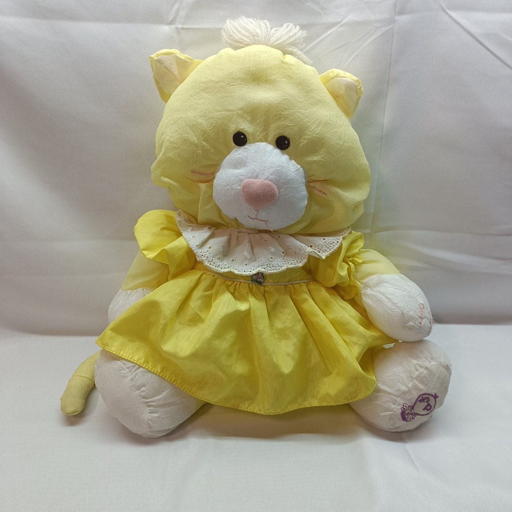 Vintage Fisher‎ Price 1986 Puffalump 8002 Yellow Kitty Cat Plush Toy